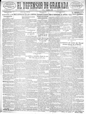 'El Defensor de Granada  : diario político independiente' - Año LII Número 27477 Ed. Mañana - 1931 Mayo 05