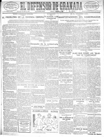 'El Defensor de Granada  : diario político independiente' - Año LII Número 27479 Ed. Mañana - 1931 Mayo 06