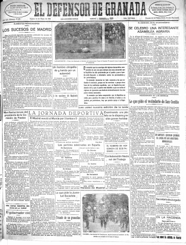 'El Defensor de Granada  : diario político independiente' - Año LII Número 27489 Ed. Mañana - 1931 Mayo 12