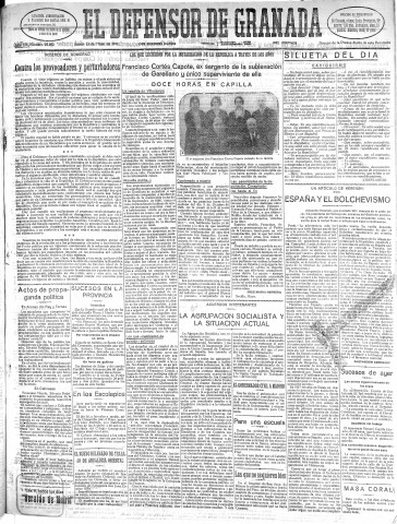 'El Defensor de Granada  : diario político independiente' - Año LII Número 27493 Ed. Mañana - 1931 Mayo 14