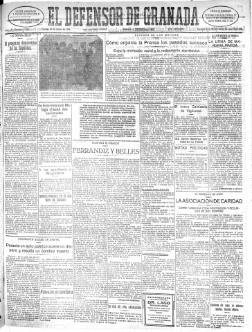 'El Defensor de Granada  : diario político independiente' - Año LII Número 27495 Ed. Mañana - 1931 Mayo 15
