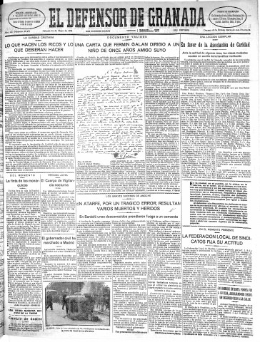 'El Defensor de Granada  : diario político independiente' - Año LII Número 27497 Ed. Mañana - 1931 Mayo 16