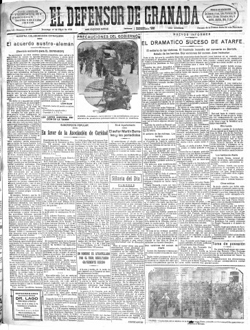 'El Defensor de Granada  : diario político independiente' - Año LII Número 27499 Ed. Mañana - 1931 Mayo 17