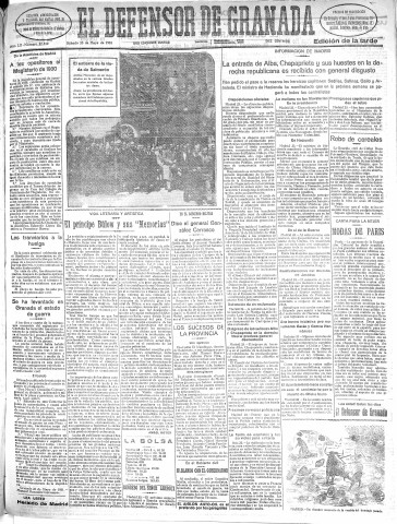 'El Defensor de Granada  : diario político independiente' - Año LII Número 27510 Ed. Tarde - 1931 Mayo 23