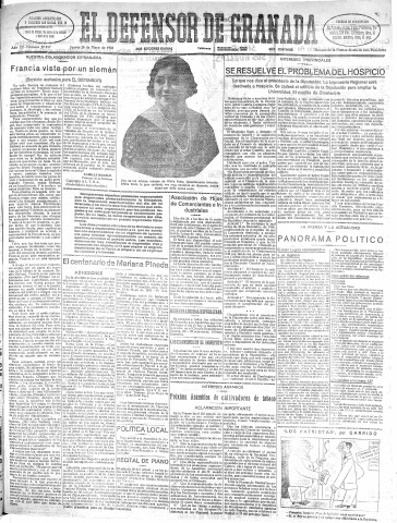 'El Defensor de Granada  : diario político independiente' - Año LII Número 27517 Ed. Mañana - 1931 Mayo 28