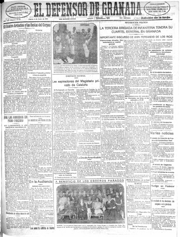 'El Defensor de Granada  : diario político independiente' - Año LII Número 27526 Ed. Tarde - 1931 Junio 02