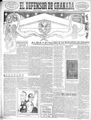 'El Defensor de Granada  : diario político independiente' - Año LII Número 27529 Ed. Mañana - 1931 Junio 04