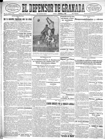 'El Defensor de Granada  : diario político independiente' - Año LII Número 27534 Ed. Mañana - 1931 Junio 09
