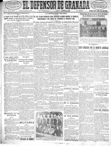 'El Defensor de Granada  : diario político independiente' - Año LII Número 27541 Ed. Tarde - 1931 Junio 12