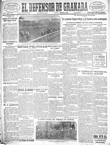 'El Defensor de Granada  : diario político independiente' - Año LII Número 27547 Ed. Tarde - 1931 Junio 16
