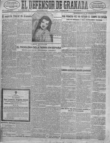 'El Defensor de Granada  : diario político independiente' - Año LII Número 27573 Ed. Mañana - 1931 Julio 02