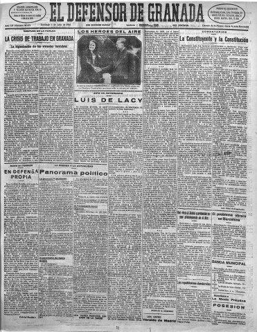 'El Defensor de Granada  : diario político independiente' - Año LII Número 27579 Ed. Mañana - 1931 Julio 05