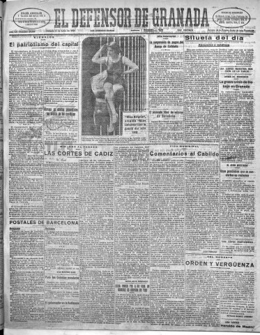 'El Defensor de Granada  : diario político independiente' - Año LII Número 27589 Ed. Mañana - 1931 Julio 11