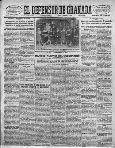 'El Defensor de Granada  : diario político independiente' - Año LII Número 27592 Ed. Tarde - 1931 Julio 13