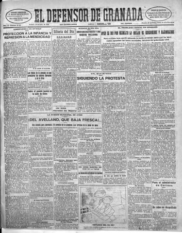 'El Defensor de Granada  : diario político independiente' - Año LII Número 27601 Ed. Mañana - 1931 Julio 18