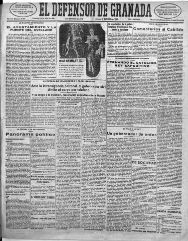'El Defensor de Granada  : diario político independiente' - Año LII Número 27603 Ed. Mañana - 1931 Julio 19