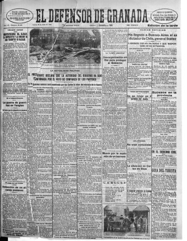 'El Defensor de Granada  : diario político independiente' - Año LII Número 27622 Ed. Tarde - 1931 Julio 30
