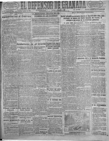 'El Defensor de Granada  : diario político independiente' - Año LII Número 27627 Ed. Mañana - 1931 Agosto 02