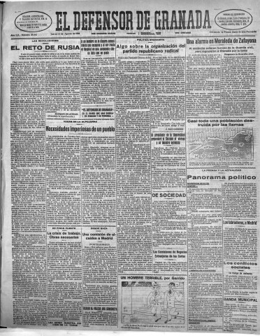 'El Defensor de Granada  : diario político independiente' - Año LII Número 27645 Ed. Mañana - 1931 Agosto 13