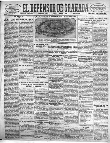 'El Defensor de Granada  : diario político independiente' - Año LII Número 27648 Ed. Tarde - 1931 Agosto 14