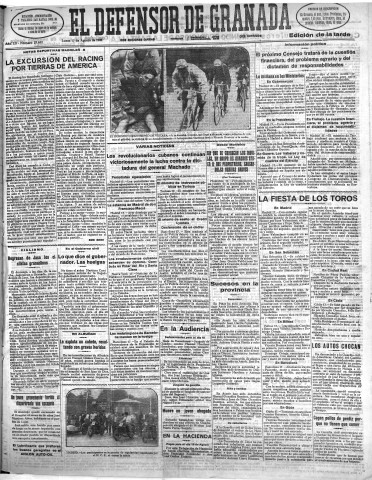 'El Defensor de Granada  : diario político independiente' - Año LII Número 27652 Ed. Tarde - 1931 Agosto 17