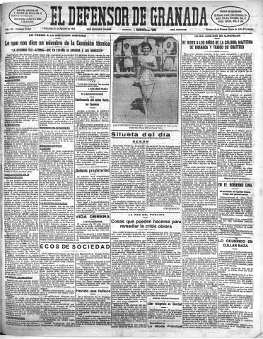 'El Defensor de Granada  : diario político independiente' - Año LII Número 27667 Ed. Mañana - 1931 Agosto 26
