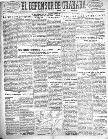 'El Defensor de Granada  : diario político independiente' - Año LII Número 27675 Ed. Mañana - 1931 Agosto 30
