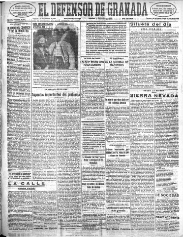 'El Defensor de Granada  : diario político independiente' - Año LII Número 27682 Ed. Mañana - 1931 Septiembre 04
