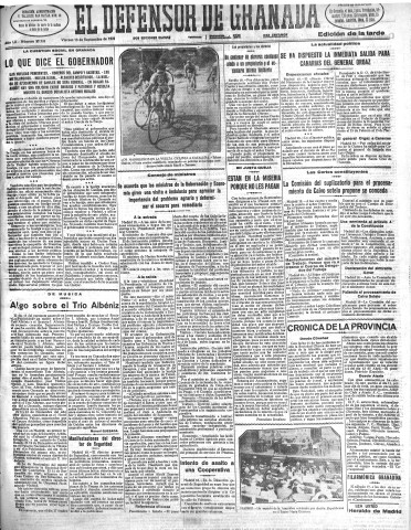 'El Defensor de Granada  : diario político independiente' - Año LII Número 27725 Ed. Tarde - 1931 Septiembre 18