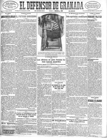 'El Defensor de Granada  : diario político independiente' - Año LII Número 27727 Ed. Mañana - 1931 Septiembre 20