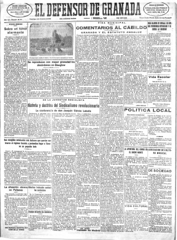 'El Defensor de Granada  : diario político independiente' - Año LII Número 27751 Ed. Mañana - 1931 Octubre 04