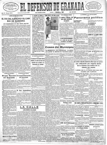'El Defensor de Granada  : diario político independiente' - Año LII Número 27757 Ed. Mañana - 1931 Octubre 08