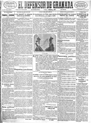 'El Defensor de Granada  : diario político independiente' - Año LII Número 27761 Ed. Mañana - 1931 Octubre 10