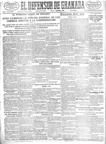 'El Defensor de Granada  : diario político independiente' - Año LII Número 27765 Ed. Mañana - 1931 Octubre 13