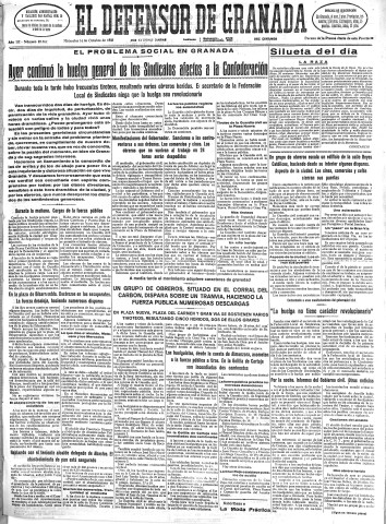 'El Defensor de Granada  : diario político independiente' - Año LII Número 27767 Ed. Mañana - 1931 Octubre 14