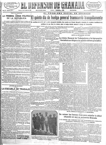 'El Defensor de Granada  : diario político independiente' - Año LII Número 27773 Ed. Mañana - 1931 Octubre 17