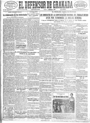 'El Defensor de Granada  : diario político independiente' - Año LII Número 27777 Ed. Mañana - 1931 Octubre 20