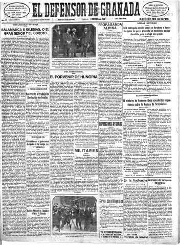 'El Defensor de Granada  : diario político independiente' - Año LII Número 27778 Ed. Tarde - 1931 Octubre 20