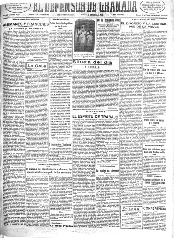 'El Defensor de Granada  : diario político independiente' - Año LII Número 27783 Ed. Mañana - 1931 Octubre 23