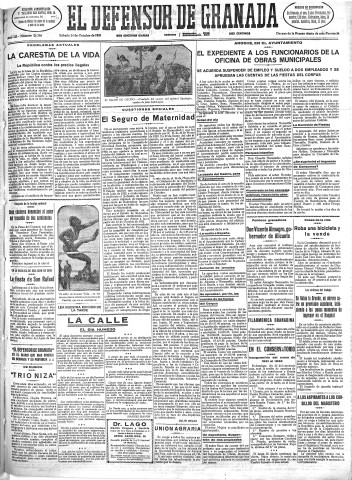 'El Defensor de Granada  : diario político independiente' - Año LII Número 27790 Ed. Mañana - 1931 Octubre 24