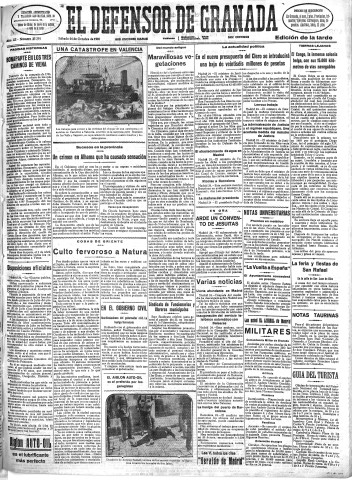 'El Defensor de Granada  : diario político independiente' - Año LII Número 27791 Ed. Tarde - 1931 Octubre 24