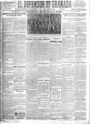 'El Defensor de Granada  : diario político independiente' - Año LII Número 27797 Ed. Tarde - 1931 Octubre 28