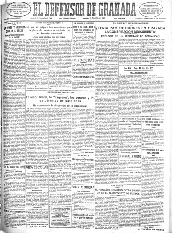 'El Defensor de Granada  : diario político independiente' - Año LII Número 27826 Ed. Mañana - 1931 Noviembre 19