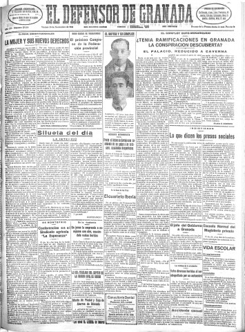 'El Defensor de Granada  : diario político independiente' - Año LII Número 27828 Ed. Mañana - 1931 Noviembre 20