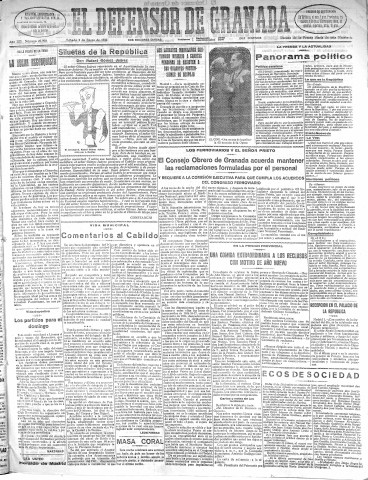 'El Defensor de Granada  : diario político independiente' - Año LIII Número 27900 Ed. Mañana - 1932 Enero 02