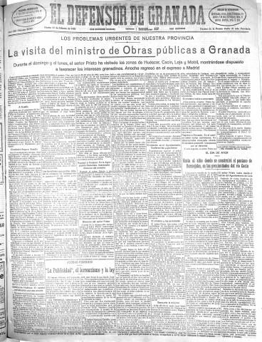 'El Defensor de Granada  : diario político independiente' - Año LIII Número 27988 Ed. Mañana - 1932 Febrero 23