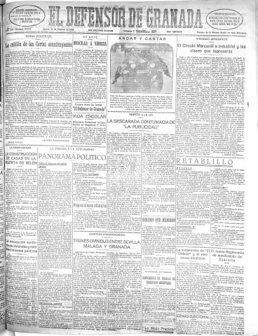 'El Defensor de Granada  : diario político independiente' - Año LIII Número 27992 Ed. Mañana - 1932 Febrero 25