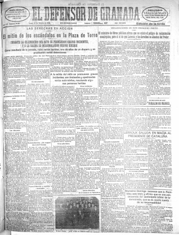 'El Defensor de Granada  : diario político independiente' - Año LIII Número 27999 Ed. Tarde - 1932 Febrero 29