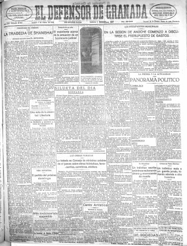 'El Defensor de Granada  : diario político independiente' - Año LIII Número 28008 Ed. Mañana - 1932 Marzo 05