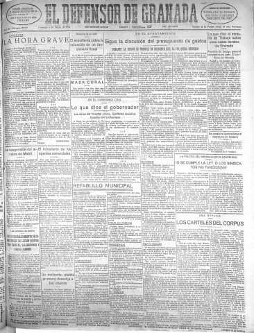 'El Defensor de Granada  : diario político independiente' - Año LIII Número 28010 Ed. Mañana - 1932 Marzo 06